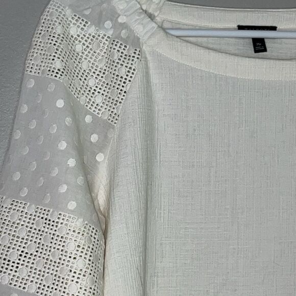 Talbots Petite Eyelet Sleeve Peasant Top - Picture 4 of 8